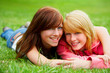 two young teens relaxing in a park. two young teens relaxing in a park.