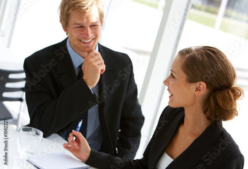 businesswoman consulting a partner