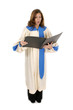 woman in church robe singing 2 woman in church robe singing 2