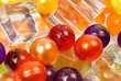 coloured balls and ice cubes