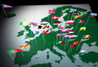 european flags on map (south view) european flags on map (south view)
