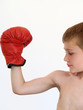 Photo: boy boxer making a muscle boy boxer making a muscle