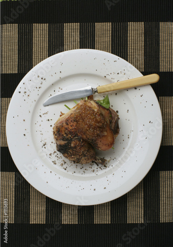 Photo: roast chicken dinner; from above roast chicken dinner; from above