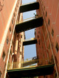 pink building walkways