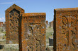 khachkars (armenian cross stones) in noratous