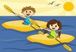 boy and girl in canoes
