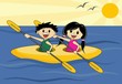 boy and girl in canoe