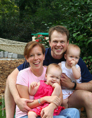 young family with twins