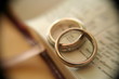 gold wedding rings on bible