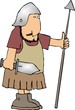 warrior with a spear and sword