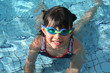 girl with goggle in the pool