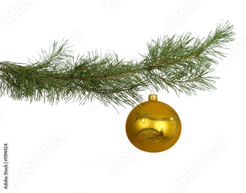 Foto: christmas branch with golden bauble christmas branch with golden bauble