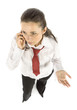 businesswoman talks to via mobile phone