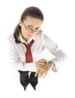 businesswoman pointing watch