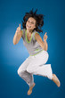 jumping happy woman