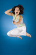 happy woman with cell phone