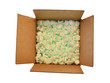 cardboard box with packing peanuts