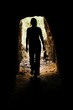 woman inside cave