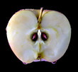 half a wet apple with juicy drips half a wet apple with juicy drips