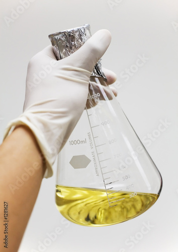 Photo: flask with growth media held flask with growth media held