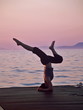 balancing at the sunset