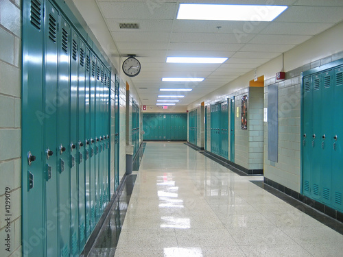 Empty school hallway