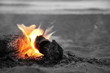 fire at a summer beach