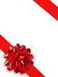 red gift ribbon over white