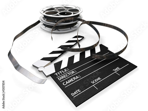 reels of film. film reels and clapper board