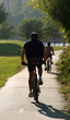 man riding his bike in a park