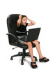 mad girl at computer