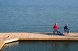 senior couple fishing