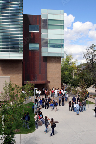students chatting outdoors