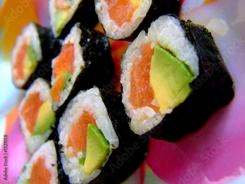futomaki sushi with avocado and smoked salmon