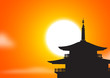 pagoda sunset silhoutte pagoda sunset silhoutte