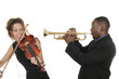 Photo: two musicians play around two musicians play around