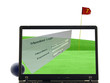 laptop abstrakt mit putting green und login