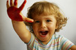 girl with red hand