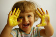 girl with yellow hands