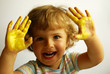 girl with yellow hands