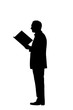 lesender mann silhouette mit clipping path
