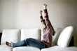 woman lifting arms