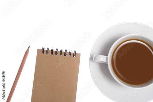 writing utensils on white background