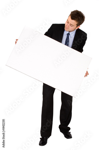 business man with white card business man with white card