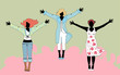 vector illustration of three women in various outfits vector illustration of three women in various outfits