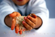 rice on hands