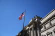 old building with us flag