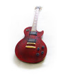 red guitar on white backgorund