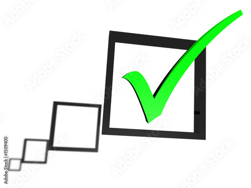 check box symbol. green tick in a check box list