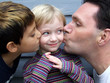 silly girl getting kissed